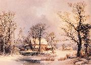 George Henry Durrie Winter in the Country, The Old Grist Mill Sweden oil painting artist